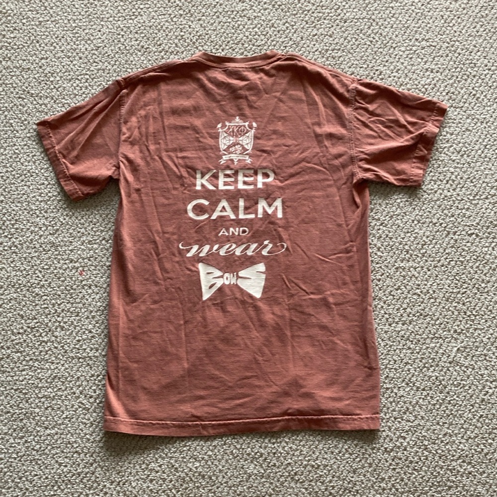 Comfort Colors Keep Calm and Wear Bows Chickadees T-Shirt Size Small Yam S EUC